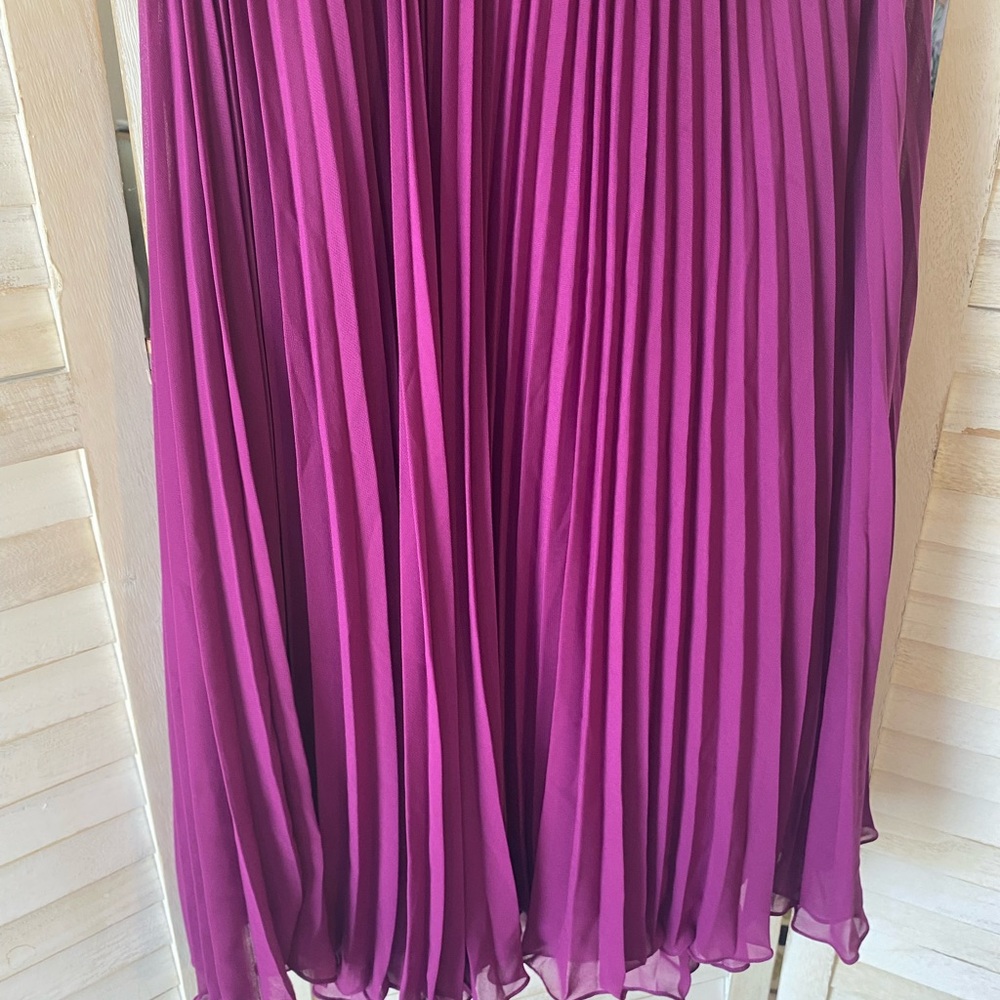 Party dress one shoulder fusia pleated dress